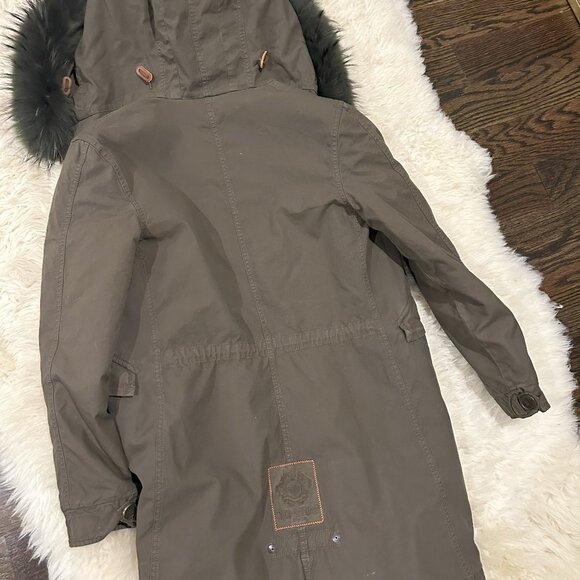 Mr. and Mrs Italy Real Fur Lined Army Green Parka Jacket XS - Picture 4 of 11